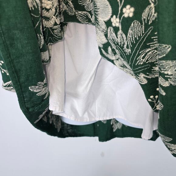 Maaji Mini Dress Green with Ivory Embroidered Flowers Smocked Back Straps M NEW - Picture 8 of 10